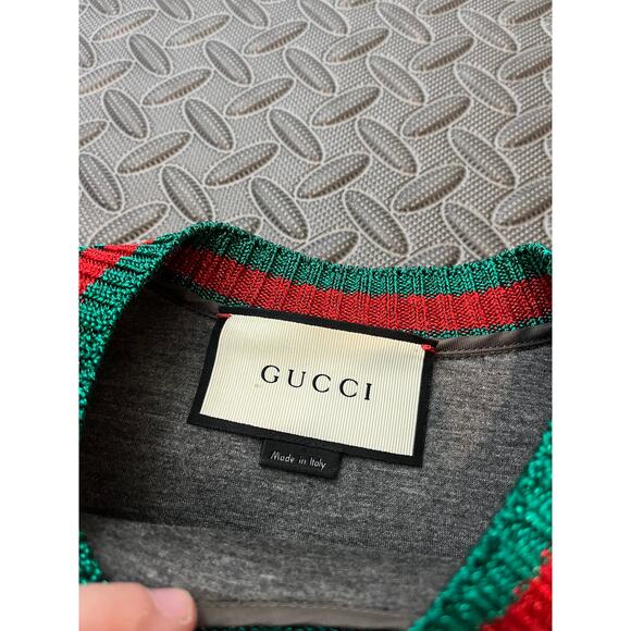 Gucci floral print green red ribbed collar cuff neoprene scuba knit size xs - Picture 2 of 10